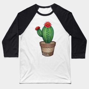 Flowering Cactus zentangle Baseball T-Shirt